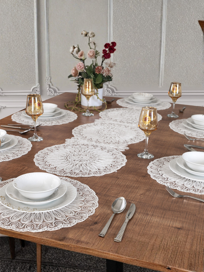 Set de Table 7 Pcs - Lot de 6 napperons avec un Chemin de Table - Venezia